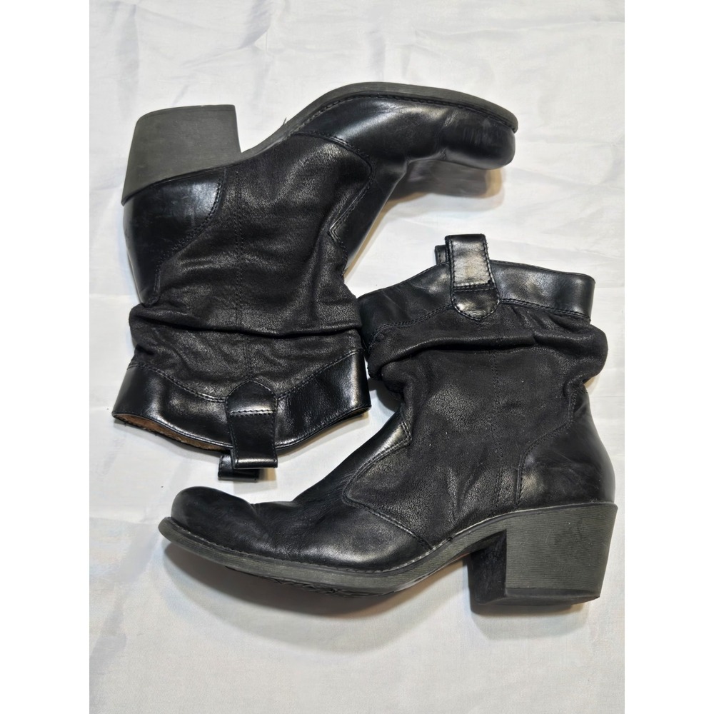 Earth Spirit Black Leather Suede Slouch Boots Womens 8.5 Clean Insole See Pics!